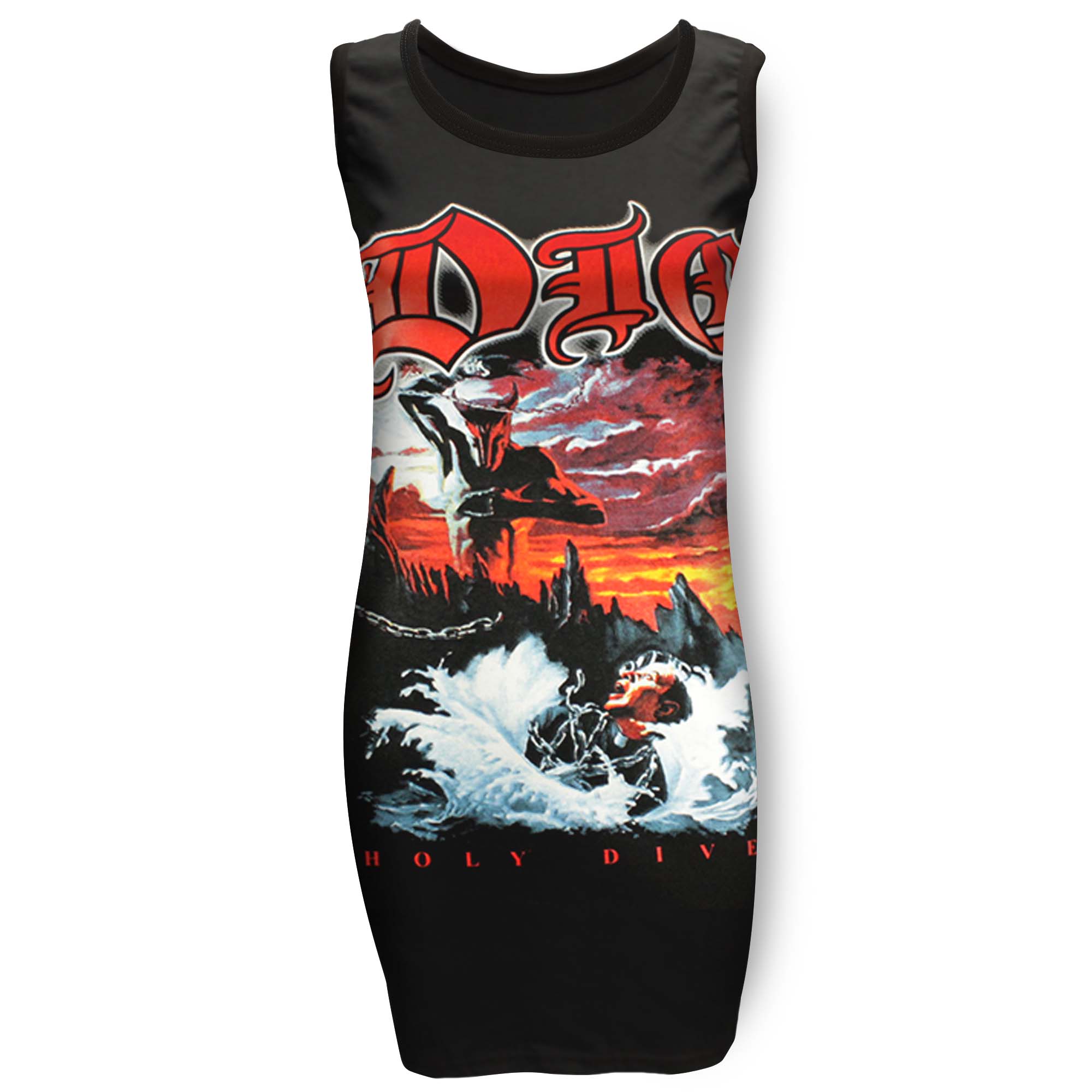 Pins & Bones Womens Black Bodycon Mini Dress Dio Heavy Metal Dress
