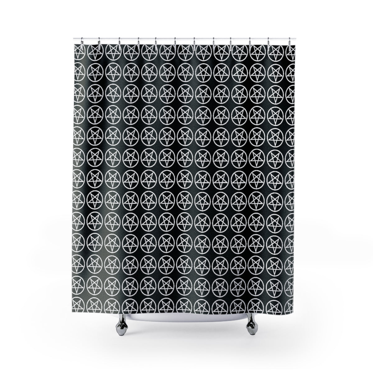 Pins & Bones Pentagram Shower Curtain, Polyester Long Lasting Goth Shower Accessory, Black Pentagram