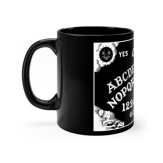 P&B Ouija Coffee Mug, 11oz Ceramic, Black Ouija Board, Dark Coffee Mug