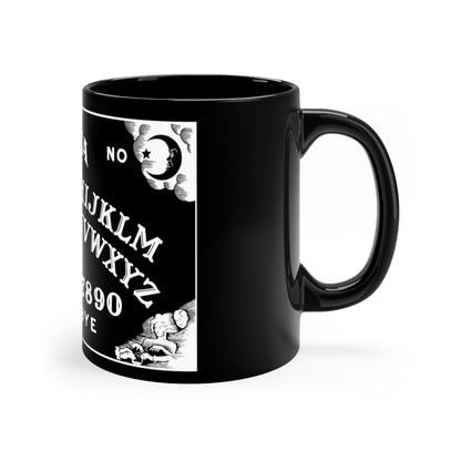 P&B Ouija Coffee Mug, 11oz Ceramic, Black Ouija Board, Dark Coffee Mug