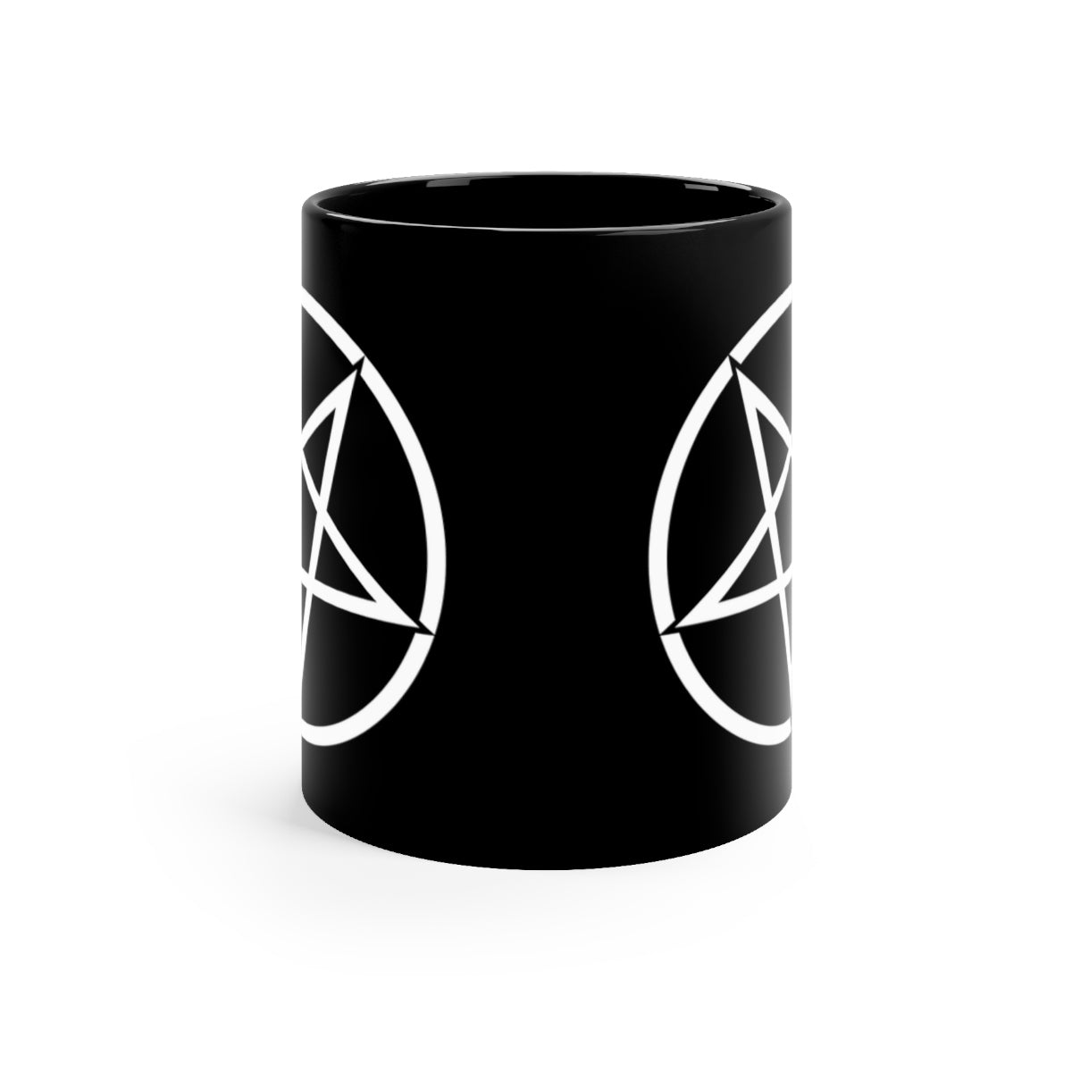 P&B Pentagram Coffee Mug, 11oz Ceramic, Quality Pentagram Cross Black Mug