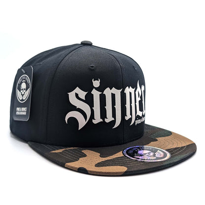 Pins & Bones Sinner Goth Hat Alternative Fashion Black Snapback Hat