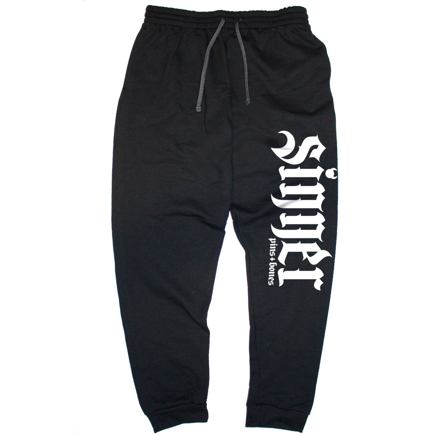 Pins & Bones Sinner, Black Gothic Jogger Sweatpants, Alternative Fashion by pinsandbones.com