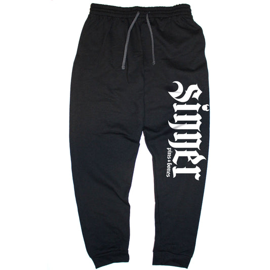 Pins & Bones Sinner, Black Gothic Jogger Sweatpants, Alternative Fashion by pinsandbones.com