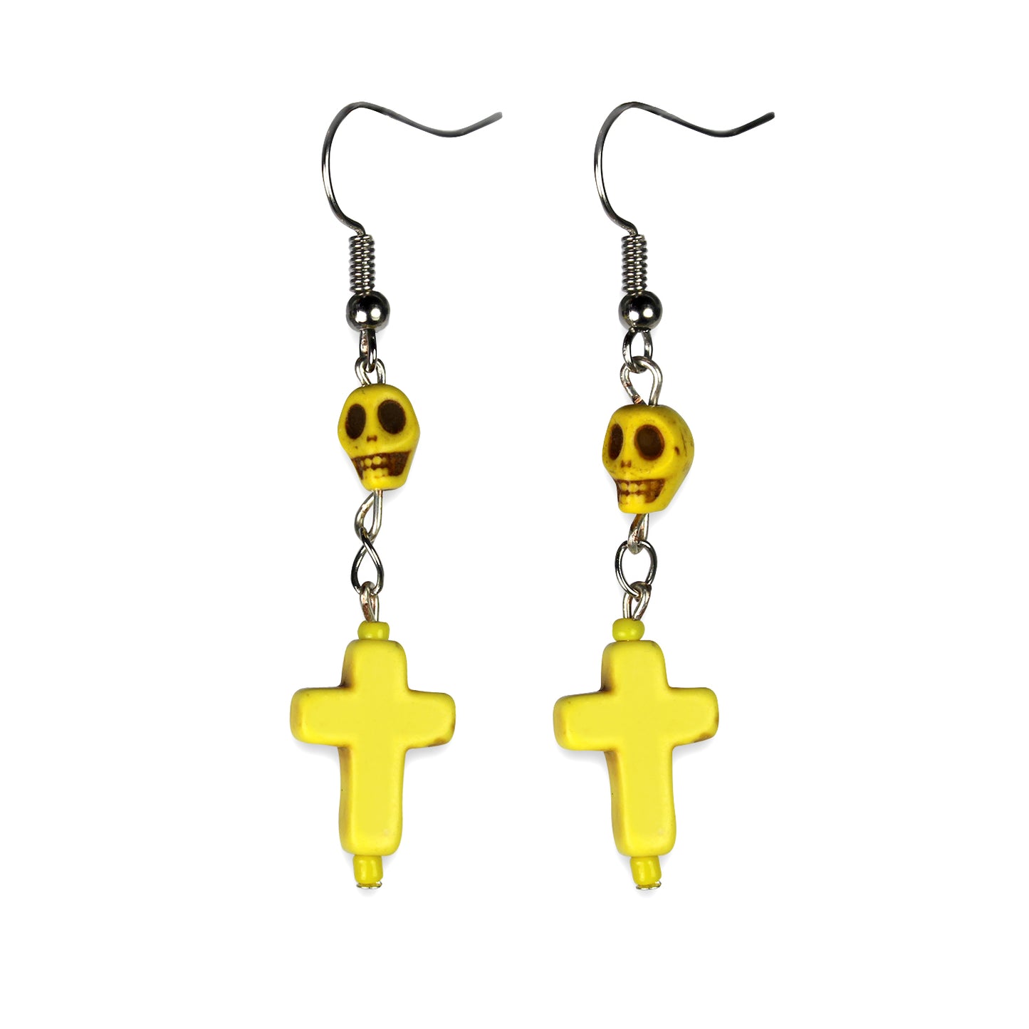 Pins & Bones Alternative Fashion, Skull & Cross Earrings, Howlite Gem Stone Classic Earrings, Yellow Tote bag by pinsandbones.com