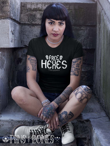 Pins & Bones Free Hexes, Alt Fashion, Goth Punk Metal, Black Womens Black craft T Shirt