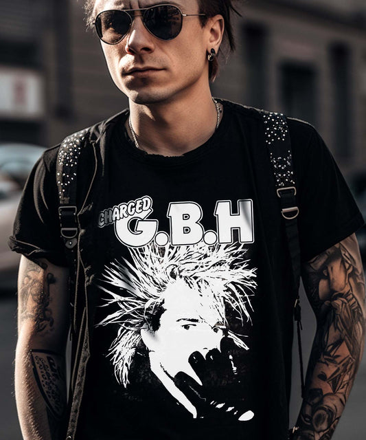 GBH Charged Crust Punk Rock Band T-Shirt, GBH T-shirt, Black, Cotton, Crust Punk