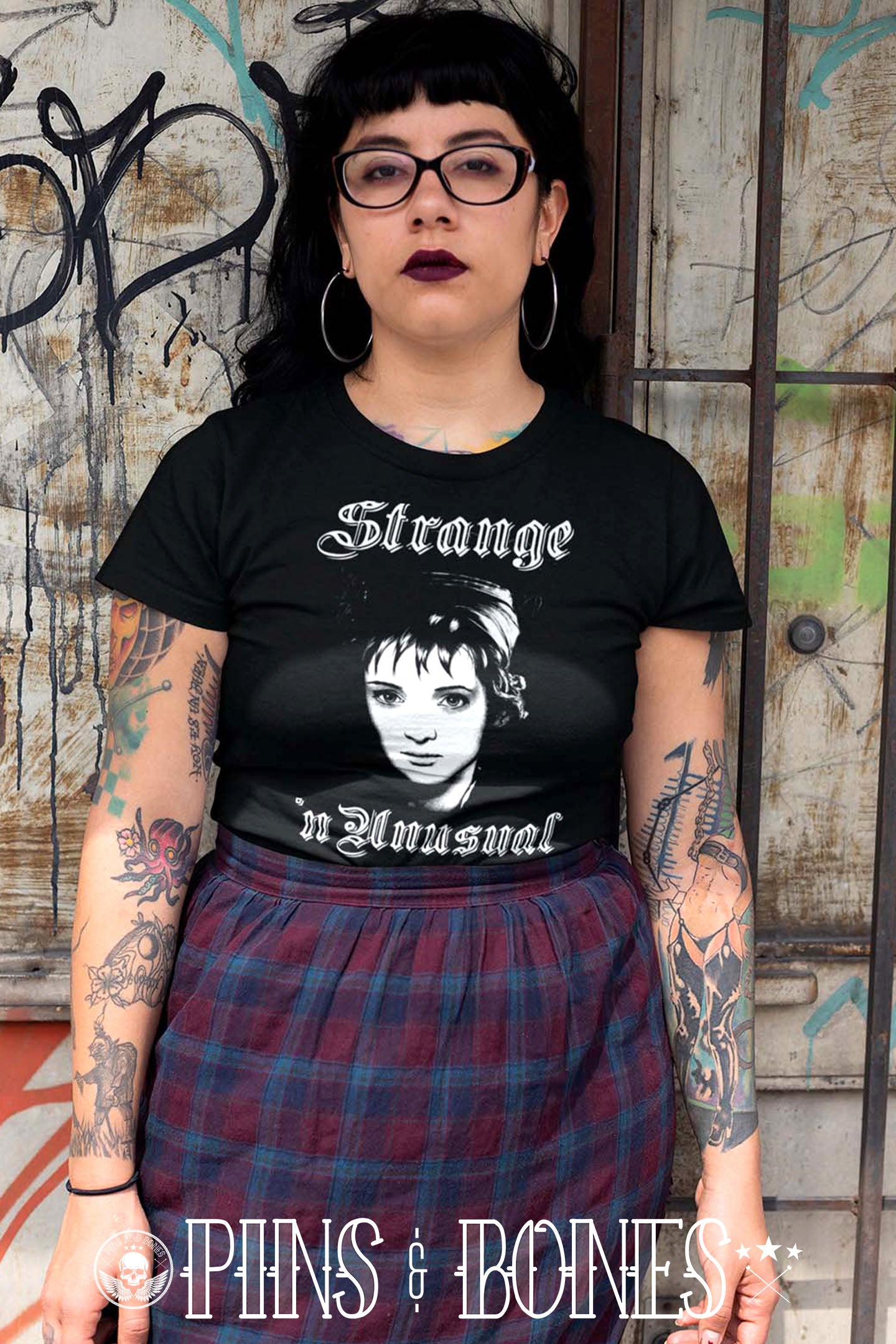 Women's Lydia Deetz T-Shirt, Strange and Unusual Tee, Classic Horror Movie Merch, Black Cotton Tee by pinsandbones.com