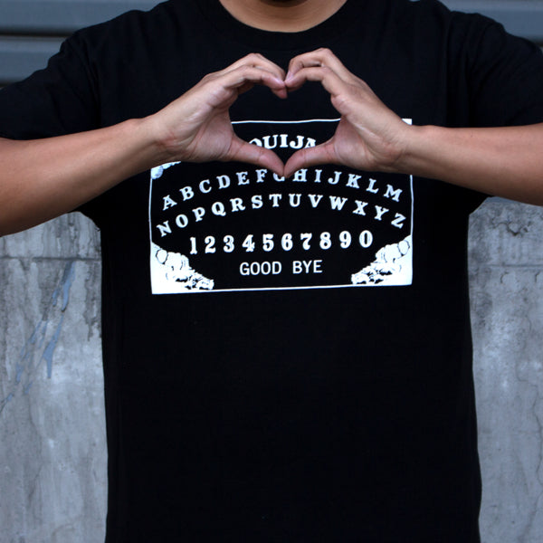 Pins & Bones Ouija Board Retro Horror Themed Black Cotton T-Shirt by pinsandbones.com