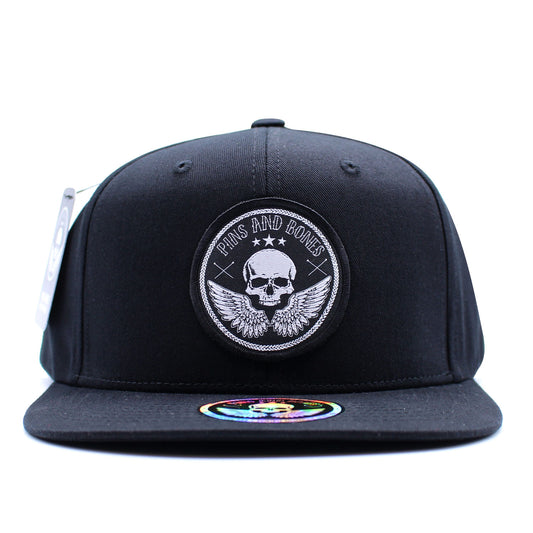 Pins & Bones Snapback Hat One Size Fits All, Alternative Fashion