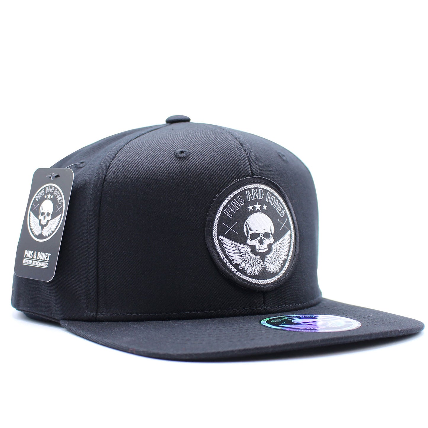 Pins & Bones Snapback Hat One Size Fits All, Alternative Fashion