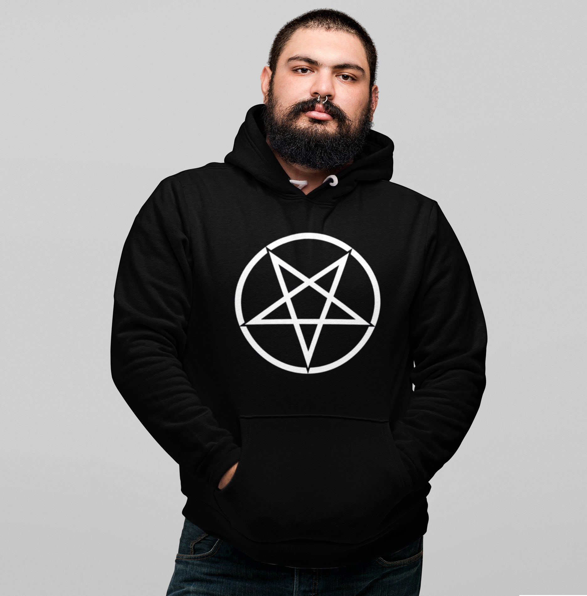 Pins & Bones Pentagram Black Unisex Pullover Hoodie Sweater by pinsandbones.com