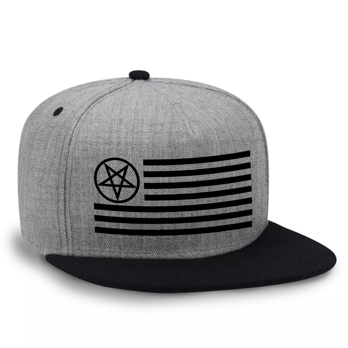 Pins & Bones Anti Flag Goth Hat, Alternative Fashion, Black/Grey Gothic Snapback Hat, One Size Fits All by pinsandbones.com