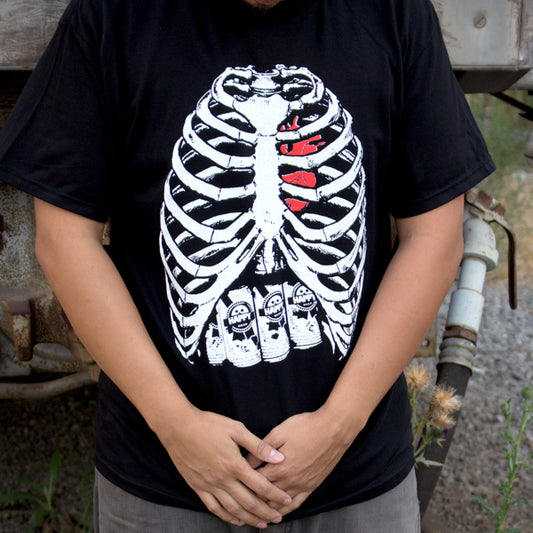 Pins & Bones Mens Skeleton Ribs Human Insides and Beer Pack, Black T-Shirt - Pins and Bones Halloween Ribs Cool Hip Unisex Shirt pinsandbones.com