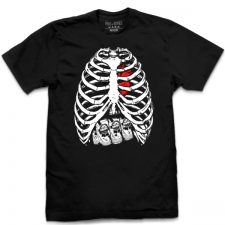 Pins & Bones Skeleton Shirt, Skeleton Bones, Skeleton Ribs, Cool T-Shirt with a Beer 6-Pack, Black Graphic Tee by pinsandbones.com