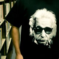 Pins & Bones Albert Einstein Cool Shades Face Hip Retro, Black T-Shirt - Great albert einstein retro T-shirt
