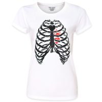 Pins & Bones Women's Skeleton Rib Cage Horror Key Theme White T-shirt by pinsandbones.com