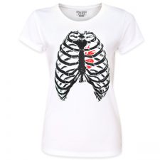 Pins & Bones Women's Skeleton Rib Cage Horror Key Theme White T-shirt by pinsandbones.com