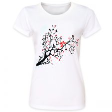Pins & Bones Women's Valentine's Love Tree Birds White Shirt