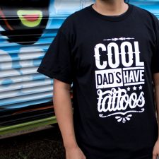 Pins & Bones Father's Day Cool Dad's Have Tattoos Black Cotton Shirt by pinsandbones.com is an awesome alternative shirt for the father who is tattoo'd and lives on the edge.