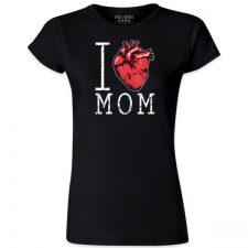 Pins & Bones Women's I Heart Mom, Human Heart Black Cotton T-Shirt by pinsandbones.com