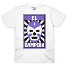Pins & Bones El Campeon, Lucha Libre Shirt, Mexican Wrestling, White Cotton T-Shirt by pinsandbones.com