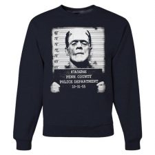 Pins & Bones Frankenstein Crewneck, Frankenstein Mug Shot, Classic Monster Pullover Sweater by pinsandbones.com