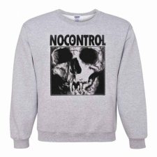 Pins & Bones No Control, Skull, Grey Unisex Pullover Skull Crewneck Sweater by pinsandbones.com