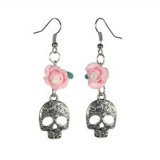 Pins & Bones Alternative Fashion, Skull Earrings with Crosses, Classic Earrings by pinsandbones.com