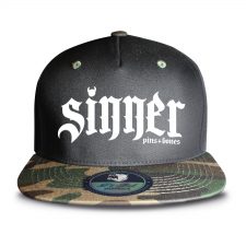 Pins & Bones Sinner, Goth Hat, Alternative Fashion, Camouflage Black Gothic Snapback Hat, One Size Fits All by pinsandbones.com