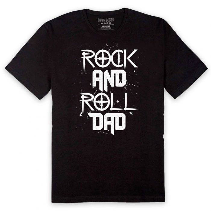 Pins & Bones Rock n Roll Dad, Cool Dad T Shirt, Gifts for Dad Black Cotton Shirt by pinsandbones.com