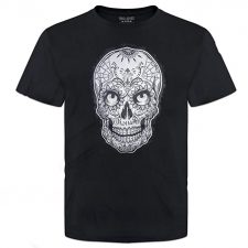 Pins & Bones Sugar Skull T Shirt Dia De Los Muertos Apparel Grey Skull Day of The Dead Tee by pinsandbones.com