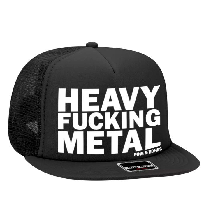 Pins & Bones Heavy Metal Hat, Alternative Fashion, Black Metal Snapback Hat, One Size Fits All by pinsandbones.com