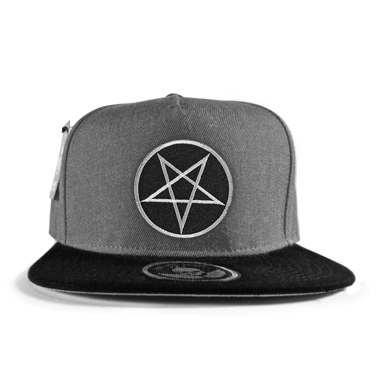 Pins & Bones Pentagram Hat, Star, Black & Grey Gothic Snapback Hat, One ...