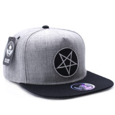 Pins & Bones Pentagram Hat, Star, Black & Grey Gothic Snapback Hat, One Size Fits All