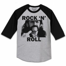 Lemmy Baseball Rock n Roll T-Shirt, Raglan Black and Grey, 3/4 Sleeve, Heavy Metal Tee by pinsandbones.com