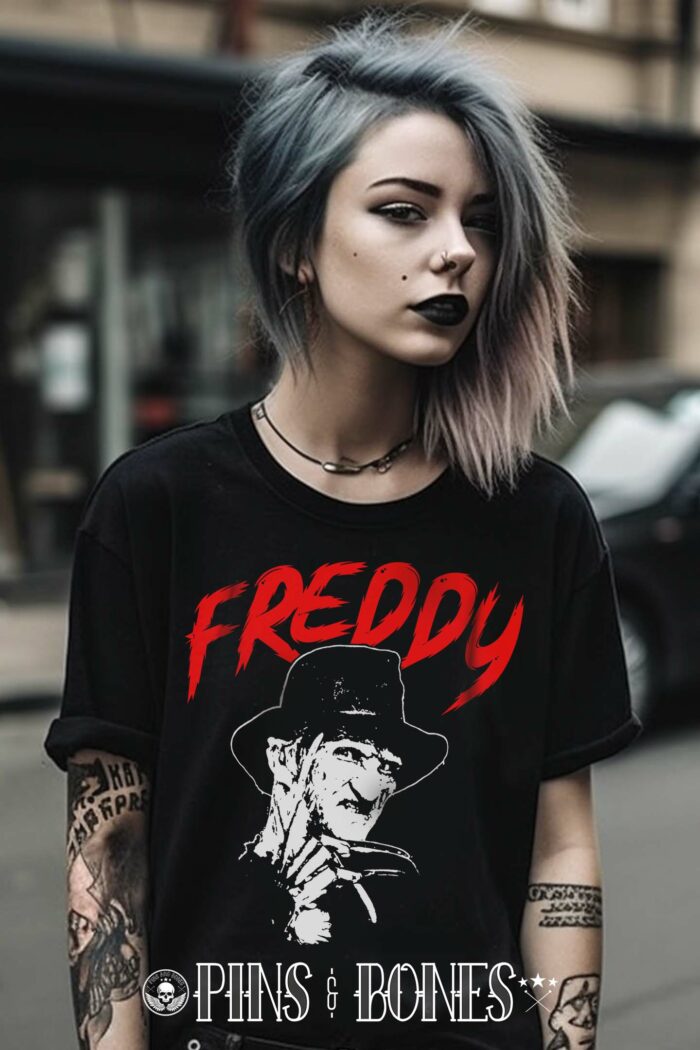 Freddy T-Shirt Classic Horror Movie Themed Krueger Shirt Classic Monsters Goth Occult Alt Clothing 80's Tee Occult Shirt by pinsandbones.com